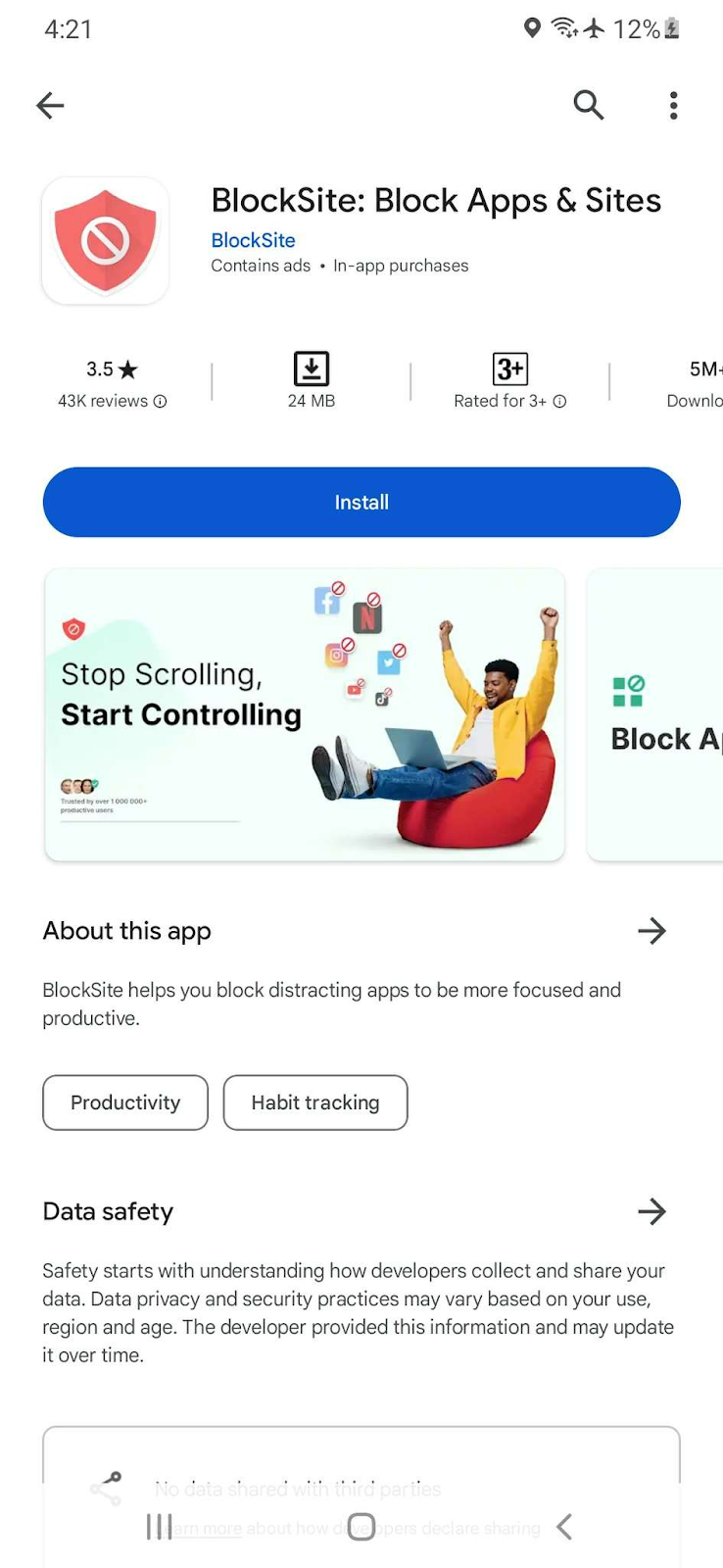 Install BlockSite from Google Play Store