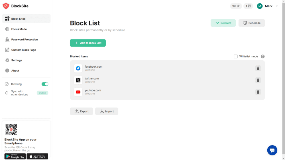 Block list