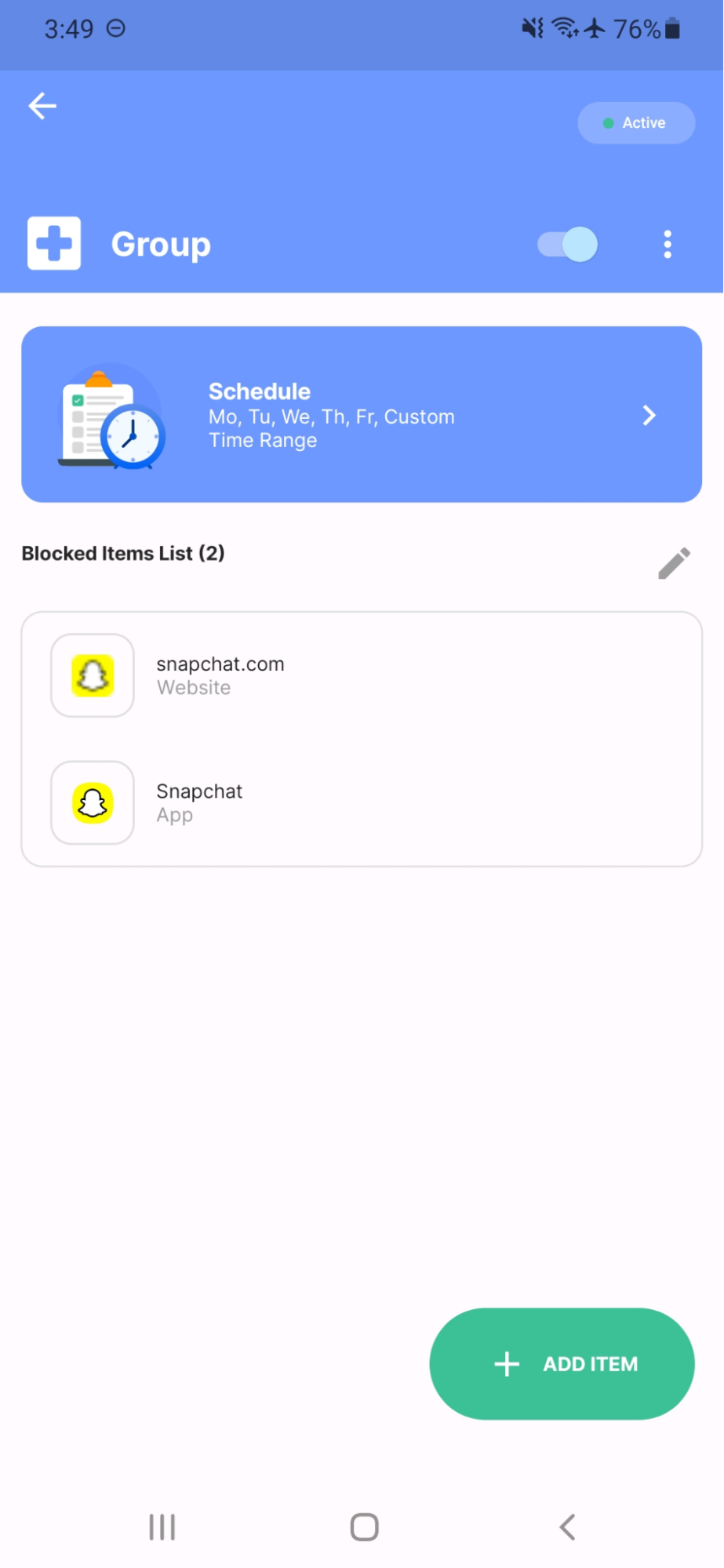 A block group containing Snapchat app and website