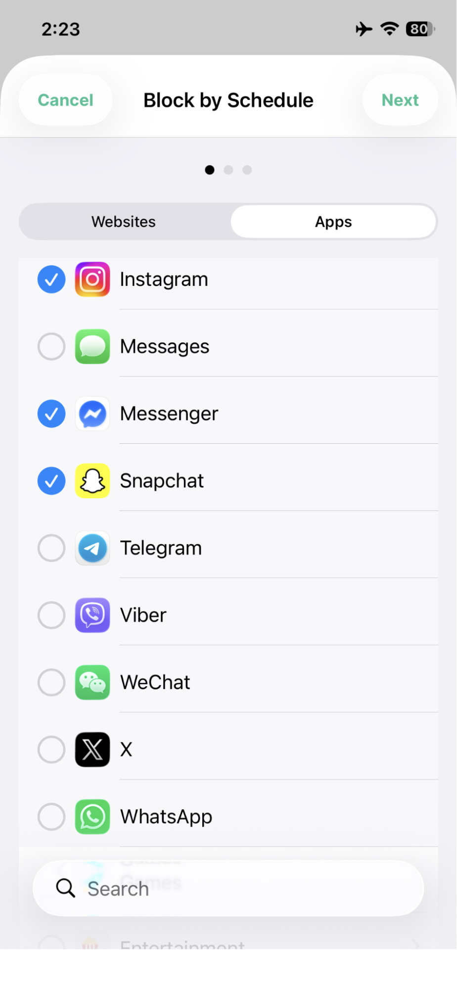 Add distracting apps and sites to your block List