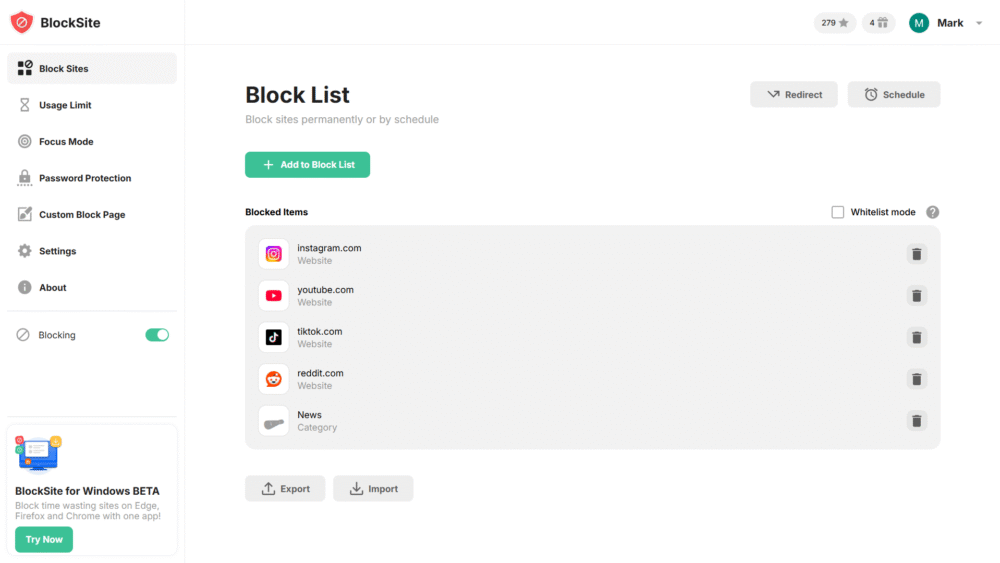Add tempting apps to your block list