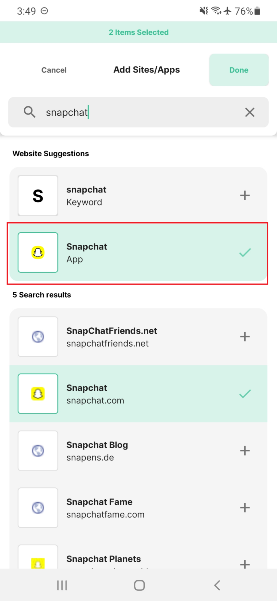 Add the Snapchat app and website