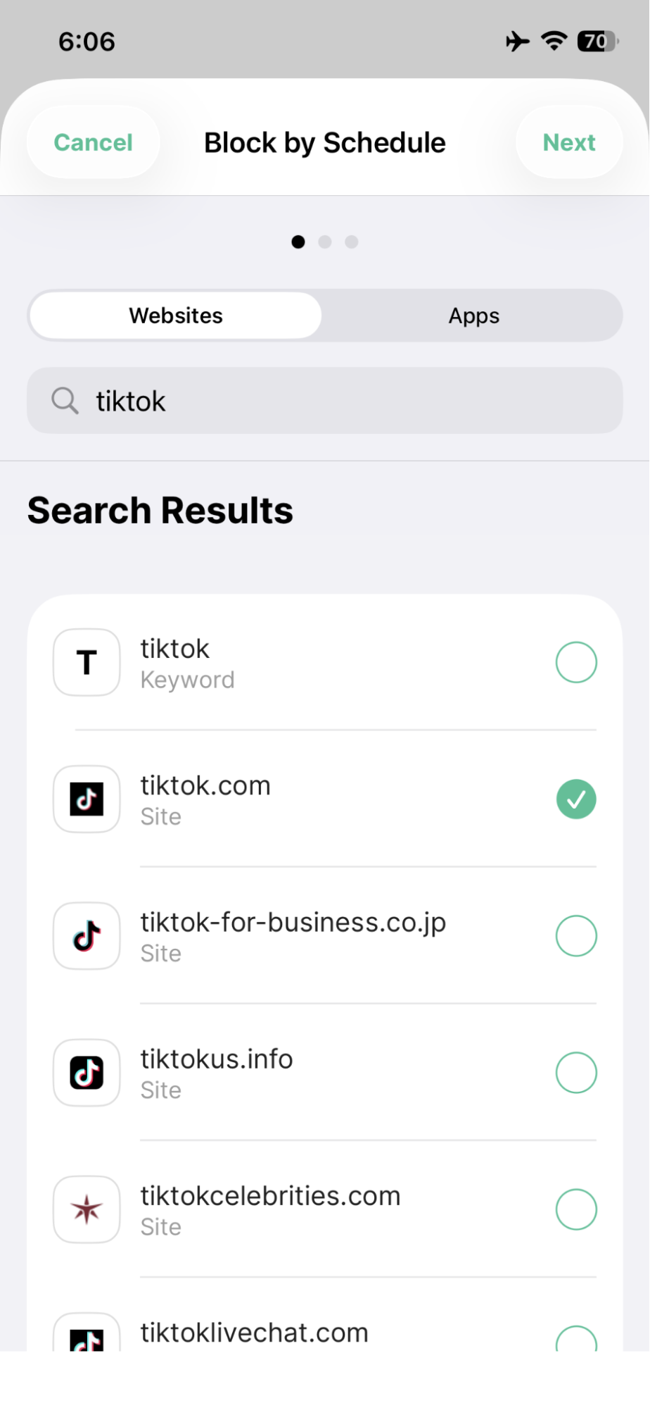 Add the tiktok.com to your block list - iOS