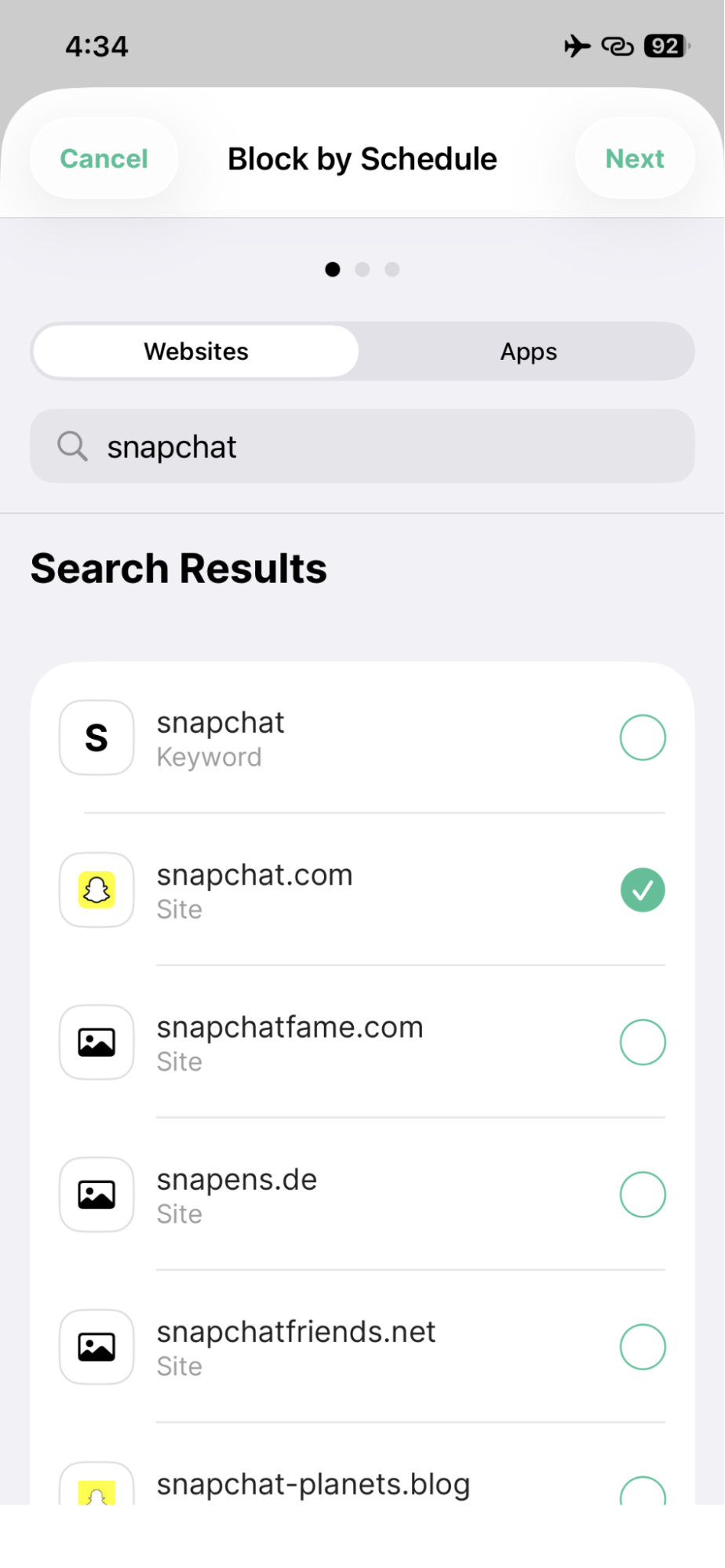 Block Snapchat by schedule
