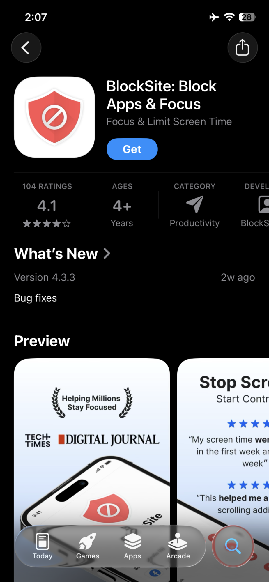BlockSite iOS listing