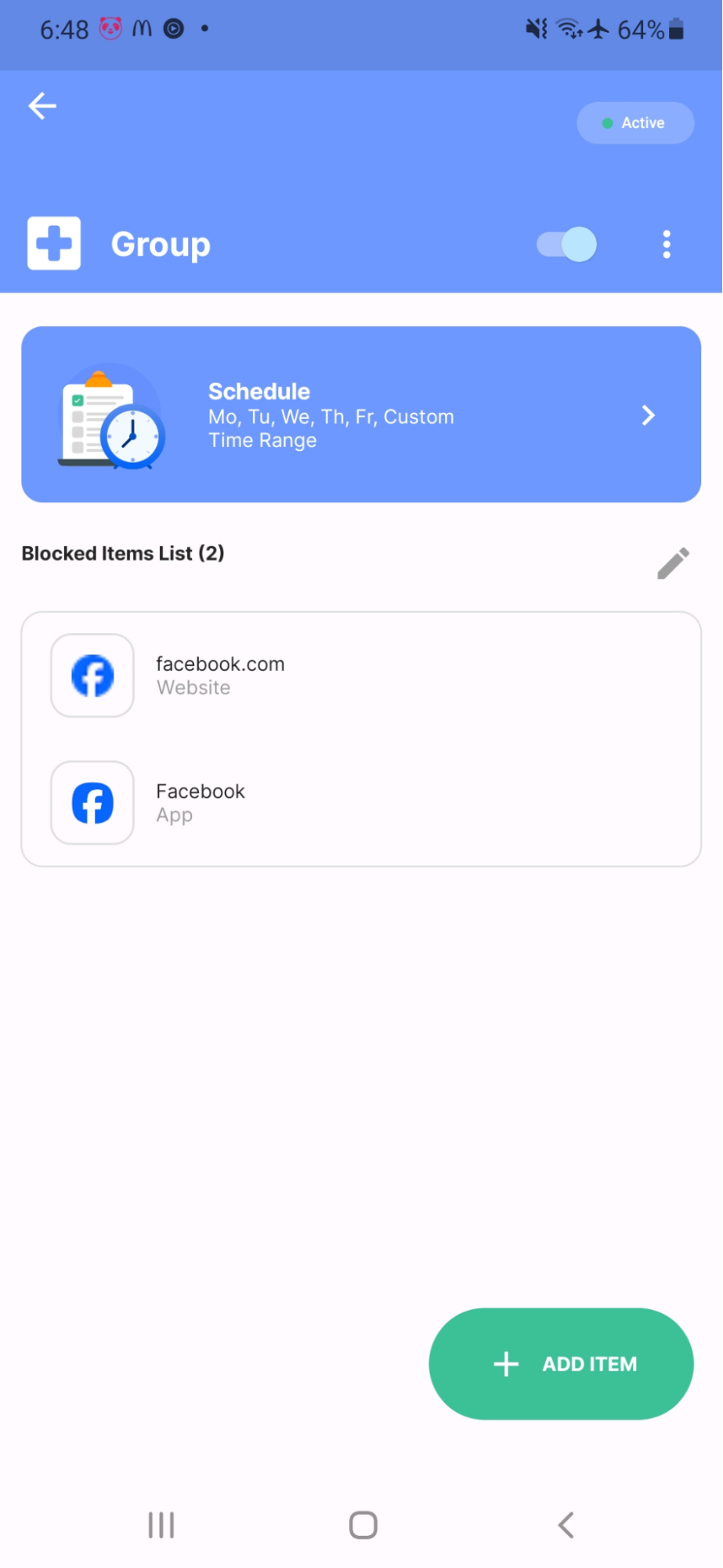 Confirm the Facebook is on your block list - Android
