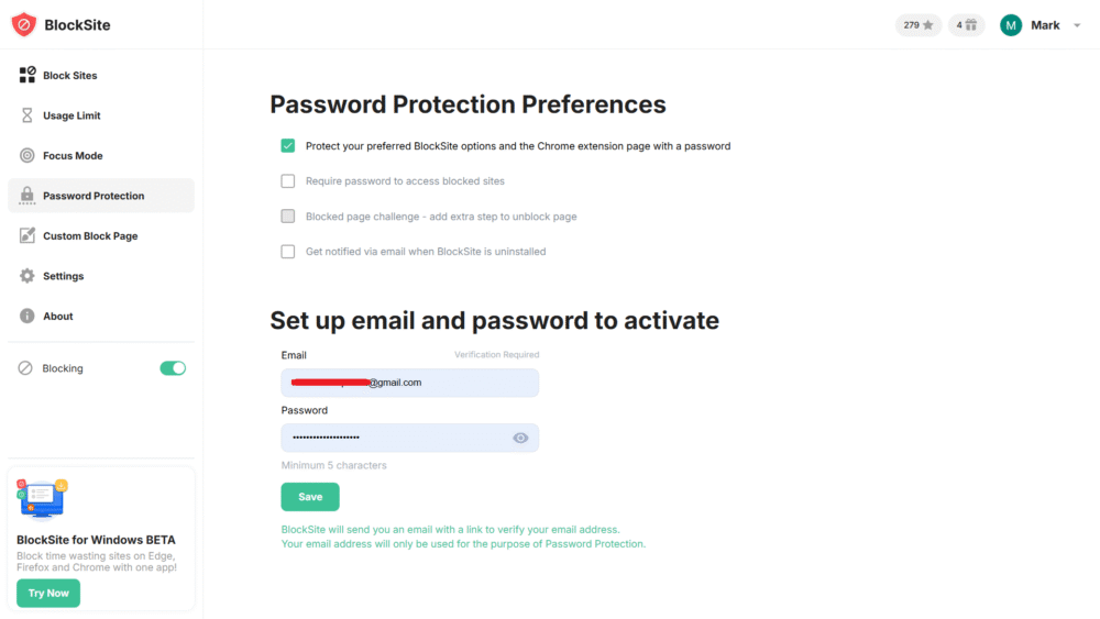 Enable Password Protection