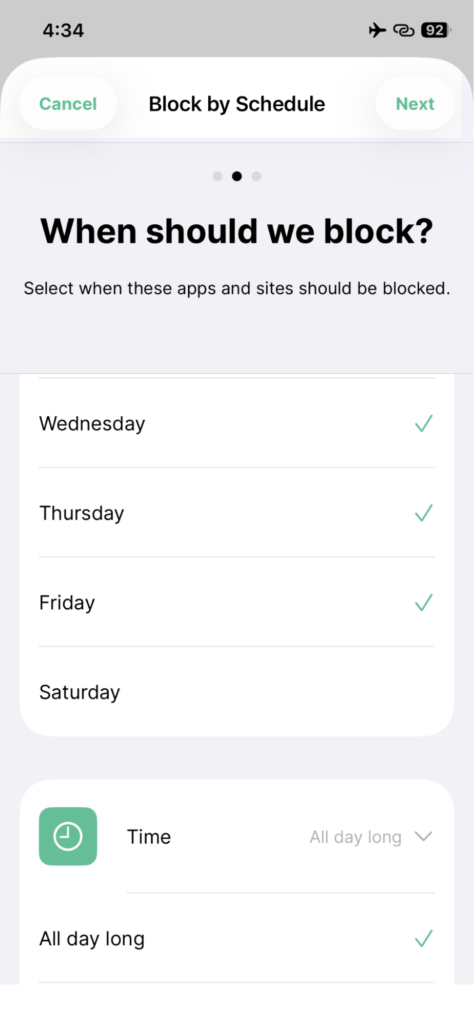 Schedule by day or time